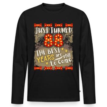 88th birthday 88 years old vintage design, saying - Men's Premium Organic Long Sleeve Shirt - black - Front - Nico (187cm)
