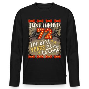 72. Geburtstag 72 Jahre alt Vintage-Design, Spruch - Männer Premium Bio Langarmshirt - Schwarz - Vorne - Nico (187cm)