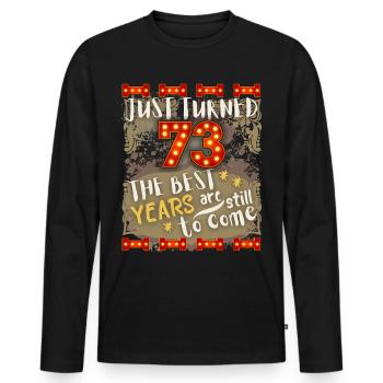 73. Geburtstag 73 Jahre alt Vintage-Design, Spruch - Männer Premium Bio Langarmshirt - Schwarz - Vorne - Nico (187cm)