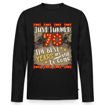 70. Geburtstag 70 Jahre alt Vintage-Design, Spruch - Männer Premium Bio Langarmshirt - Schwarz - Vorne - Nico (187cm)