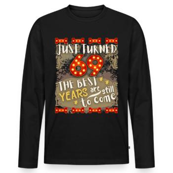 69. Geburtstag 69 Jahre alt Vintage-Design, Spruch - Männer Premium Bio Langarmshirt - Schwarz - Vorne - Nico (187cm)