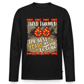66. Geburtstag 66 Jahre alt Vintage-Design, Spruch - Männer Premium Bio Langarmshirt - Schwarz - Vorne - Nico (187cm)