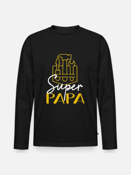 Super Papa - T-shirt manches longues Premium bio Homme - noir