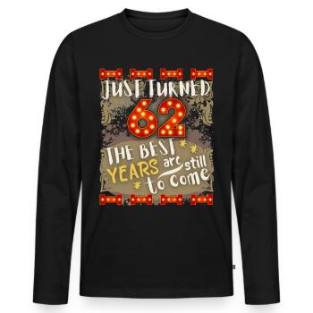 62ème anniversaire 62 ans design vintage, disant - T-shirt manches longues Premium bio Homme - noir - Devant - Nico (187cm)