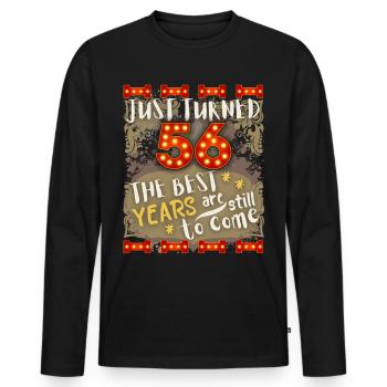 56ème anniversaire 56 ans design vintage, disant - T-shirt manches longues Premium bio Homme - noir - Devant - Nico (187cm)