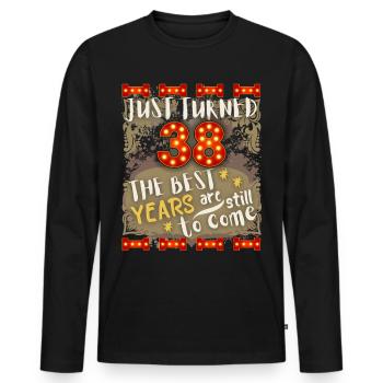 38. Geburtstag 38 Jahre alt Vintage-Design, Spruch - Männer Premium Bio Langarmshirt - Schwarz - Vorne - Nico (187cm)