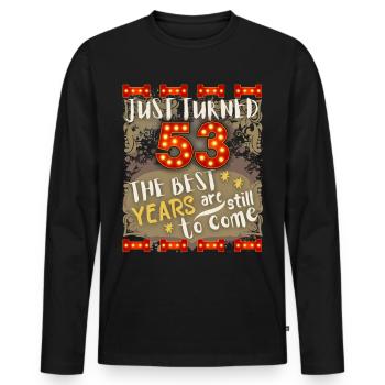 53ème anniversaire 53 ans design vintage, dicton - T-shirt manches longues Premium bio Homme - noir - Devant - Nico (187cm)
