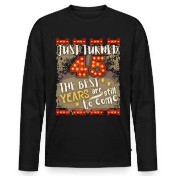45. Geburtstag 45 Jahre alt Vintage-Design, Spruch - Männer Premium Bio Langarmshirt - Schwarz - Vorne - Nico (187cm)