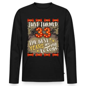 33. Geburtstag 33 Jahre alt Vintage-Design, Spruch - Männer Premium Bio Langarmshirt - Schwarz - Vorne - Nico (187cm)