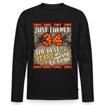 34ème anniversaire 34 ans design vintage, disant - T-shirt manches longues Premium bio Homme - noir - Devant - Nico (187cm)