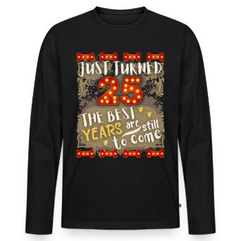 25. Geburtstag 25 Jahre alt Vintage-Design, Spruch - Männer Premium Bio Langarmshirt - Schwarz - Vorne - Nico (187cm)