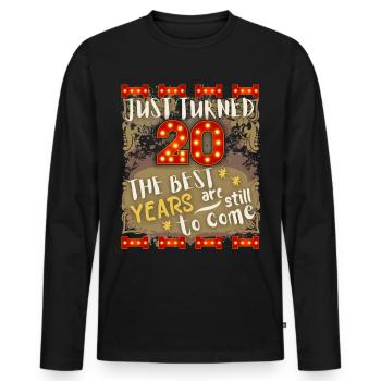 20th birthday 20 years old vintage design, saying - Men's Premium Organic Long Sleeve Shirt - black - Front - Nico (187cm)
