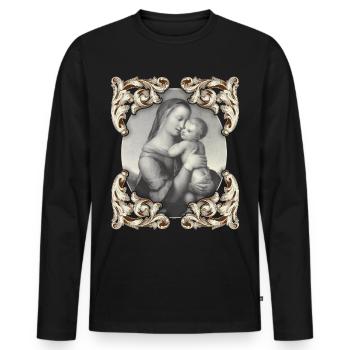 Mutter-Maria, Mother-Mary mit Jesuskind, Christus - Männer Premium Bio Langarmshirt - Schwarz - Vorne - Nico (187cm)
