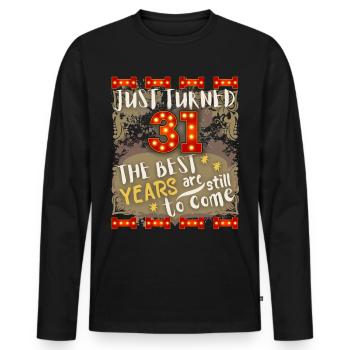 31ème anniversaire 31 ans design vintage, dicton - T-shirt manches longues Premium bio Homme - noir - Devant - Nico (187cm)