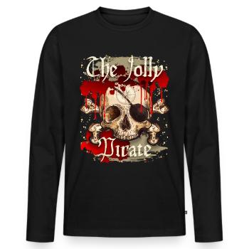Crâne de pirate, Crâne crâne pirates, Sang - T-shirt manches longues Premium bio Homme - noir - Devant - Nico (187cm)