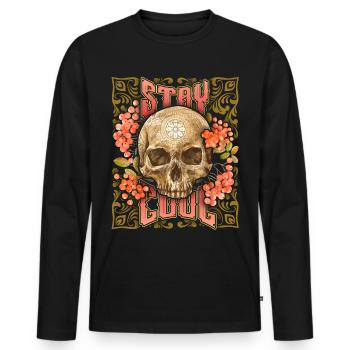 Crâne, Loganberries, drôle de dicton Stay-Cool - T-shirt manches longues Premium bio Homme - noir - Devant - Nico (187cm)