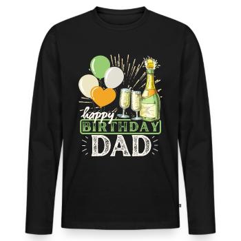 Birthday Dad Father-Dad Dad-Daddy Happy-Birthday - Men's Premium Organic Long Sleeve Shirt - black - Front - Nico (187cm)