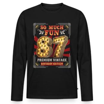 87th birthday 87 years Vintage-Retro Fun-Birthday - Men's Premium Organic Long Sleeve Shirt - black - Front - Nico (187cm)
