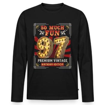 97th Birthday 97 Years Vintage-Retro Fun-Birthday - Men's Premium Organic Long Sleeve Shirt - black - Front - Nico (187cm)