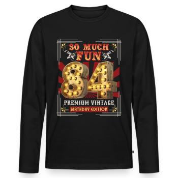 84th birthday 84 years Vintage-Retro Fun-Birthday - Men's Premium Organic Long Sleeve Shirt - black - Front - Nico (187cm)