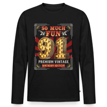 91st birthday 91 years Vintage-Retro Fun-Birthday - Men's Premium Organic Long Sleeve Shirt - black - Front - Nico (187cm)