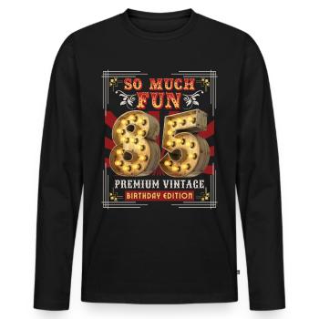 85th birthday 85 years Vintage-Retro Fun-Birthday - Men's Premium Organic Long Sleeve Shirt - black - Front - Nico (187cm)