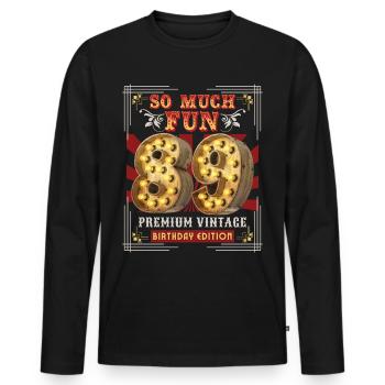 89th birthday 89 years Vintage-Retro Fun-Birthday - Men's Premium Organic Long Sleeve Shirt - black - Front - Nico (187cm)