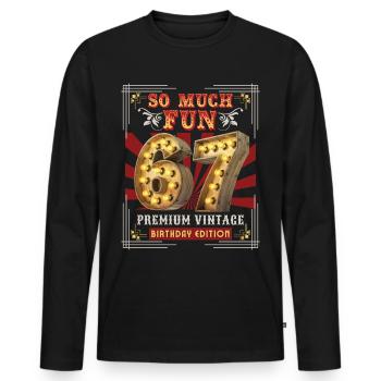 67th birthday 67 years Vintage-Retro Fun-Birthday - Men's Premium Organic Long Sleeve Shirt - black - Front - Nico (187cm)
