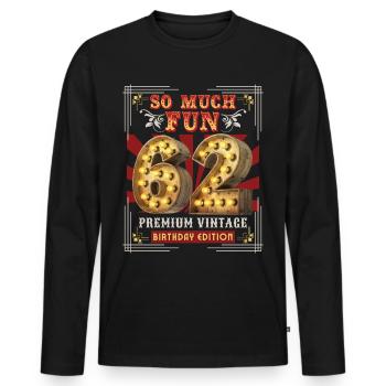 62ème anniversaire 62 ans Vintage-Retro Fun-Birthday - T-shirt manches longues Premium bio Homme - noir - Devant - Nico (187cm)