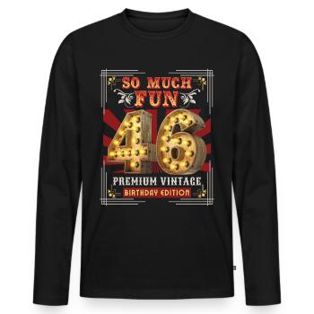 46ème anniversaire 46 ans Vintage-Retro-Fun-Anniversaire - T-shirt manches longues Premium bio Homme - noir - Devant - Nico (187cm)
