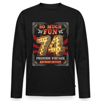 74th birthday 74 years Vintage-Retro Fun-Birthday - Men's Premium Organic Long Sleeve Shirt - black - Front - Nico (187cm)