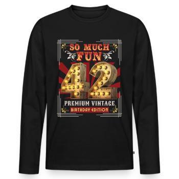 42nd birthday 42 years Vintage-Retro-Fun-Birthday - Men's Premium Organic Long Sleeve Shirt - black - Front - Nico (187cm)