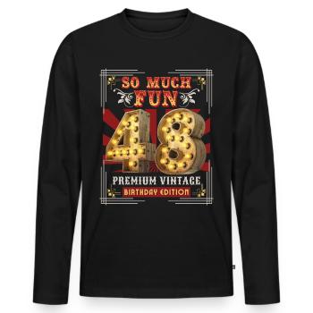 48ème anniversaire 48 ans Vintage-Rétro Fun-Anniversaire - T-shirt manches longues Premium bio Homme - noir - Devant - Nico (187cm)