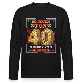 40th Birthday 40 Years Vintage-Retro Fun-Birthday - Men's Premium Organic Long Sleeve Shirt - black - Front - Nico (187cm)