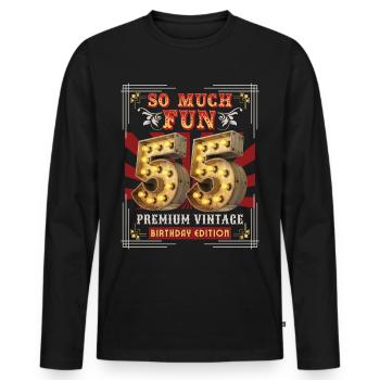 55th birthday 55 years Vintage-Retro Fun-Birthday - Men's Premium Organic Long Sleeve Shirt - black - Front - Nico (187cm)