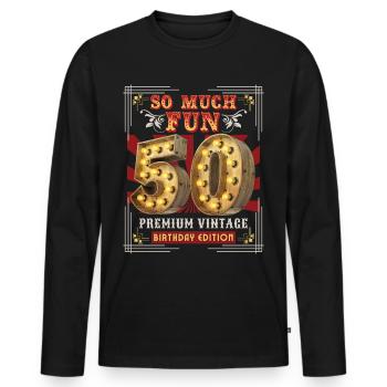 50th birthday 50 years Vintage-Retro Fun-Birthday - Men's Premium Organic Long Sleeve Shirt - black - Front - Nico (187cm)