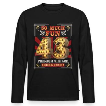 43rd birthday 43 years Vintage-Retro Fun-Birthday - Men's Premium Organic Long Sleeve Shirt - black - Front - Nico (187cm)
