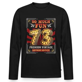 73ème anniversaire 73 ans Vintage-Retro-Fun-Anniversaire - T-shirt manches longues Premium bio Homme - noir - Devant - Nico (187cm)