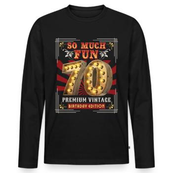 70th Birthday 70 Years Vintage-Retro Fun-Birthday - Men's Premium Organic Long Sleeve Shirt - black - Front - Nico (187cm)