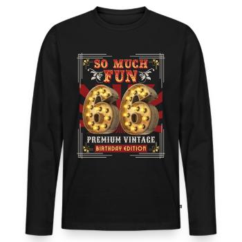 66th birthday 66 years Vintage-Retro Fun-Birthday - Men's Premium Organic Long Sleeve Shirt - black - Front - Nico (187cm)