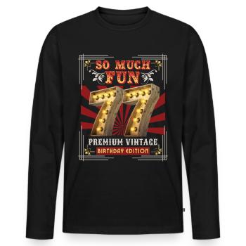 77th birthday 77 years Vintage-Retro Fun-Birthday - Men's Premium Organic Long Sleeve Shirt - black - Front - Nico (187cm)