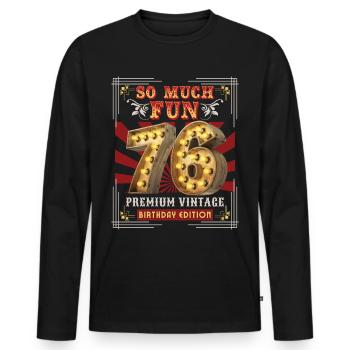 76ème anniversaire 76 ans Vintage-Rétro Fun-Anniversaire - T-shirt manches longues Premium bio Homme - noir - Devant - Nico (187cm)