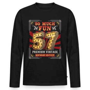 57th birthday 57 years Vintage-Retro Fun-Birthday - Men's Premium Organic Long Sleeve Shirt - black - Front - Nico (187cm)