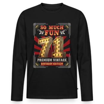 71st birthday 71 years Vintage-Retro Fun-Birthday - Men's Premium Organic Long Sleeve Shirt - black - Front - Nico (187cm)