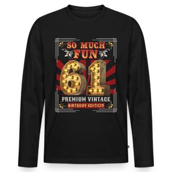 61ème anniversaire 61 ans Vintage-Rétro Fun-Anniversaire - T-shirt manches longues Premium bio Homme - noir - Devant - Nico (187cm)