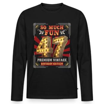 47ème anniversaire 47 ans Vintage-Retro Fun-Birthday - T-shirt manches longues Premium bio Homme - noir - Devant - Nico (187cm)