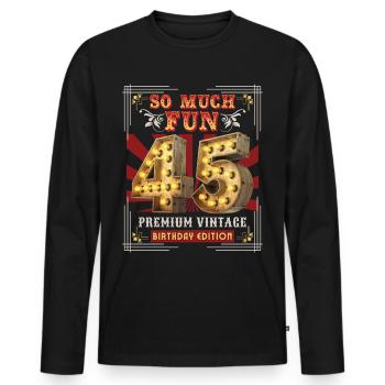 45th birthday 45 years Vintage-Retro Fun-Birthday - Men's Premium Organic Long Sleeve Shirt - black - Front - Nico (187cm)