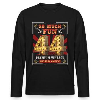 44th birthday 44 years Vintage-Retro Fun-Birthday - Men's Premium Organic Long Sleeve Shirt - black - Front - Nico (187cm)