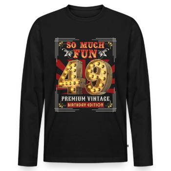 49ème anniversaire 49 ans Vintage-Rétro Fun-Anniversaire - T-shirt manches longues Premium bio Homme - noir - Devant - Nico (187cm)