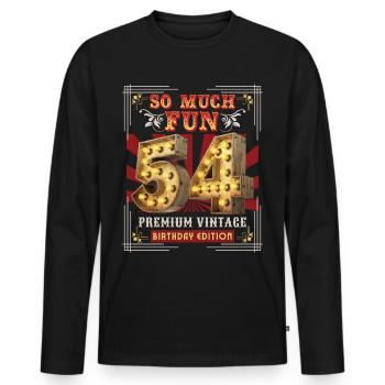 54th birthday 54 years Vintage-Retro Fun-Birthday - Men's Premium Organic Long Sleeve Shirt - black - Front - Nico (187cm)